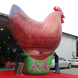En gros de 4m de haut renversement de poulet gonflable poulet aérien soufflé de coq de coq