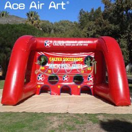 wholesale 4m L x 3m H (13.2x10ft) Puerta de tiro de fútbol inflable roja Socceroos de portería de fútbol con pegatinas extraíbles para EE. UU.