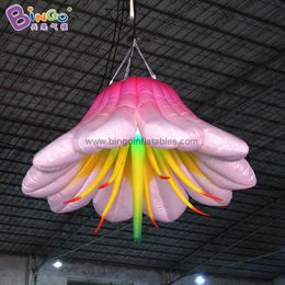 groothandel 4mD (13,2ft) met ventilator Hete verkoop decoratieve opblaasbare leliebloemen met verlichting speelgoed sport inflatie kunstplanten voor festival evenement decoratie