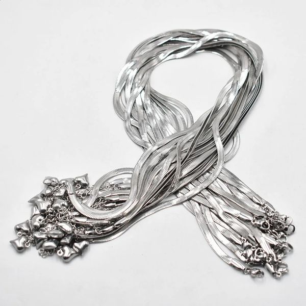 En gros 4mm en acier inoxydable serpent chaîne collier corde 40cm5cm chaîne fermoir à homard accessoires de bijoux à bricoler soi-même 20 50 pcs/lot 240202
