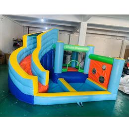 wholesale 4x3.5x2.5mH (13.2x11.5x8.2ft) Casa inflable colorida de la despedida del tobogán acuático con la piscina para los niños, gorila de salto combinada del tobogán acuático del patio trasero al aire libre