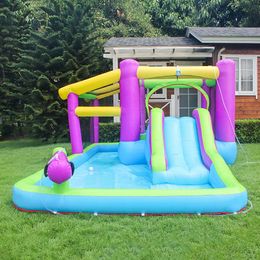 wholesale 4x3x2mH (13.2x10x8.2ft) Parc gonflable de toboggan aquatique Château gonflable Bounce House Jumper Combo pour fête en plein air pour enfants avec ventilateur