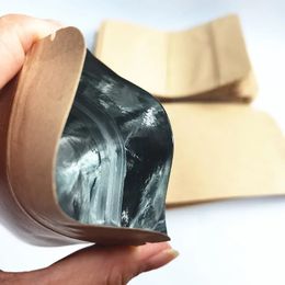 3 zijafdichting gemetalliseerd kraftpapierreclosable zak aluminium folie gevoerde platte hitte afdichtbare voedselverpakking zakjes zakken met ritssluiting