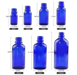 wholesale 5 10 15 20 30 50 Botella de spray de vidrio de 100 ml, atomizador de perfume - Botellas vacías recargables de color azul cobalto con plástico negro FineMist 1 LL