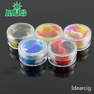 wholesale Contenedores de cera de acrílico de plástico transparente de 5-10 ml Contenedores de cera de dab de tarro de silicona Contenedores de aceite de vidrio de tarro de dab de silicona envío gratis