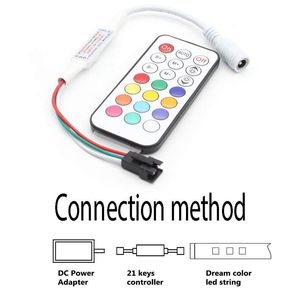 Groothandel 5-24v 21 Key RGB RF Remote Controller Dimmer Controller voor Dream Color WS2812 WS2812Bed Strips Light