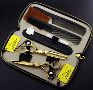 Wholesale-5.5 of 6.0 inch Professionele Kappers Schaar Set Haarsnijden + Dunning Barber Shears + Combs + Kits Japan 440C Hoge kwaliteit