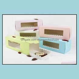 Boîte de boulangerie en carton à 5 couleurs à 5 couleurs pour le rouleau à gâteau Boîtes à biscuits Emmobilier W9273 Drop Livraison 2021 Emballage Office School Business Indu