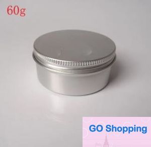 Groothandel Gratis Verzending 50x60g aluminium pot, metalen pot voor crème poeder gel gebruik 2 oz cosmetische flessen aluminium container Kwaliteit