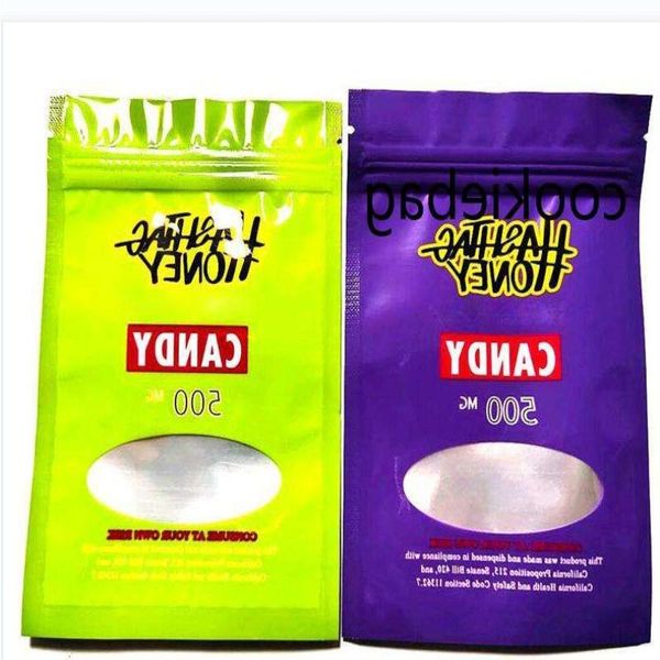 Venta al por mayor 500 mg HASHTAG HONEY Bolsas de dulces Comestibles Envases Bolsa de plástico con cremallera Paquetes de almacenamiento Mylar seguros para alimentos con ventanas resellables T.jpg