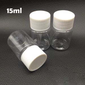 Vente en gros (500 pièces/lot) bouteille PET transparente de 15 ml/15g, bouteille de pilules, bouteille d'emballage, bouteille en plastique avec tampon en aluminium de qualité supérieure