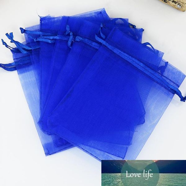 Venta al por mayor-500 unids/lote bolsas de organza azul real 20x30 cm bolsa de embalaje de joyería de boda grande bonitas bolsas de regalo con cordón para envío gratis