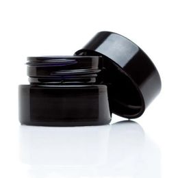 Groothandel 500 stks/loten Verpakkingsflessen UV Bescherming Volledig zwart 5 ml Glas Cream Jars Flessen