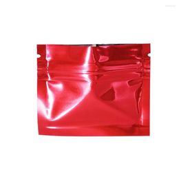 Sacs d'emballage en aluminium de couleur rouge brillant, 500 pièces/unité, refermables, fermeture éclair, poudre alimentaire, maquette, stockage étanche, aluminisé, vente en gros