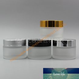 Groothandel - 50g Duidelijk Matglas Cream Jar met glanzend zilver / zwart / goud / mat zilver aluminium deksel, 50 gram cosmetische pot, matte container