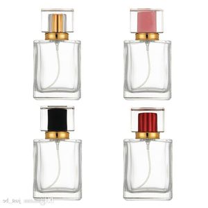 groothandel 50 ml Glas Lege Parfumflesjes Spray Verstuiver Hervulbare Cosmetica Container Fles Met 4 Kleuren Sproeier Dcssi