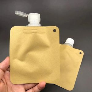 Pochette à bec en papier kraft de 50 ml, pour boisson liquide, sac d'emballage jetable, sachet d'échantillon de maquillage cosmétique, vente en gros