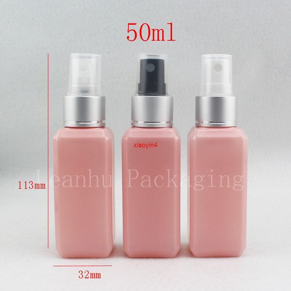 wholesale, 50 ml carré de couleur rose en plastique pompe vaporisateur mousse maquillage pour les femmes cosmétique mignon outil stockage paquet Perfumegood