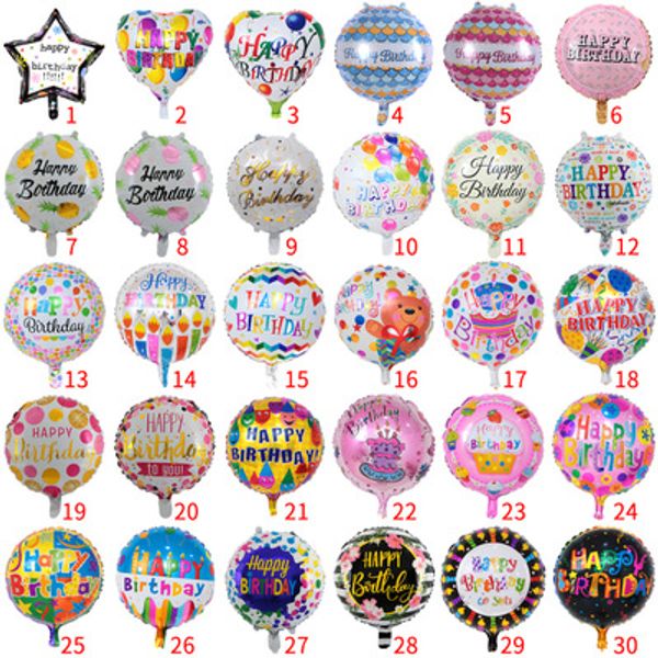 Commercio all'ingrosso 50pcs 18 pollici compleanno palloncino bambini giocattoli rotondo buon compleanno palloncino in alluminio festa di compleanno decorazione della casa palloncino