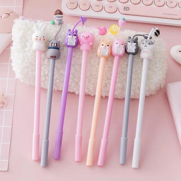 Stylos à encre Gel dessin animé Kawaii, 0.7mm, noir, papeterie pour bureau, école, étudiant, cadeau pour enfants, vente en gros, 50 pièces