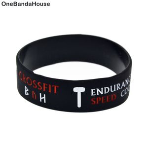 50 stks CrossFit met motiverende slogan siliconen rubberen armband 3/4 inch breed voor sport promotie cadeau