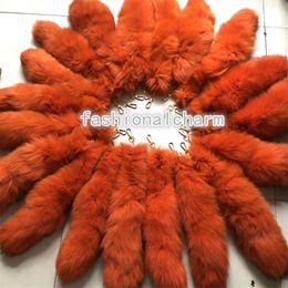 En gros 50 Pcs/lot 40 cm/16 "Orange véritable queue de fourrure de renard porte-clés teint de queue de renard bleu naturel Cosplay jouet sac pendentif à breloque