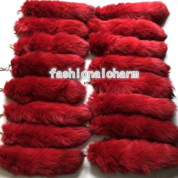 Groothandel 50 stks/perceel 40 cm/16 "Echte Fox Fur Tail sleutelhanger geverfd door natuurlijke blauwe vos Cosplay Toy Bag Charm hanger