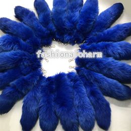 Groothandel 50 stks/perceel 40 cm/16 "Echte Fox Fur Tail sleutelhanger geverfd door natuurlijke blauwe vos Cosplay speelgoedtas Paarhanger