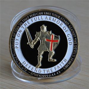 Vente en gros 50pcs / lot, pièces de monnaie militaires américaines Médailles du Corps des Marines États-Unis Mettez toute l'armure de God Challenge Coin 40 * 3mm