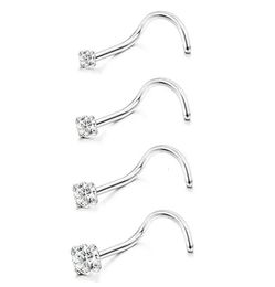 Groothandel 50 stks/partij CZ Neus Stud Schroef Stalen Neusring Neus Piercing 20gX1.5mm 2mm 2.5mm mShine 240116