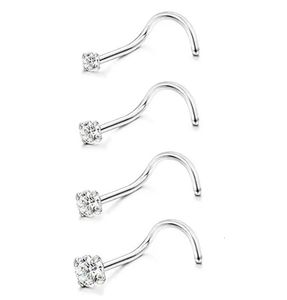 Groothandel 50 stks/partij CZ Neus Stud Schroef Stalen Neusring Neus Piercing 20gX1.5mm 2mm 2.5mm mShine 240117