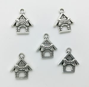 Venta al por mayor 50 unids / lote casa de perro colgantes de los encantos accesorios de la joyería DIY antiguo colgante de plata para la pulsera pendientes llavero 19 * 16 mm