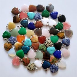 En gros 50pcs / lot de bonne qualité coeur assortis charmes de pierre naturelle pendentifs pour la fabrication de bijoux cadeau de mode 20mm livraison gratuite V191129