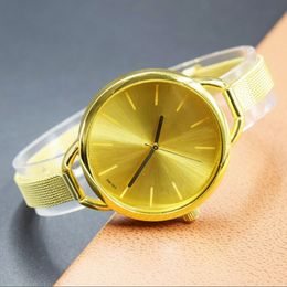 Groothandel 50 stks / partij Mix 2 kleuren Quartz Casual Horloge Bright Gold Band Dames Horloge Metalen Mesh Roestvrij staal Horloge MW017