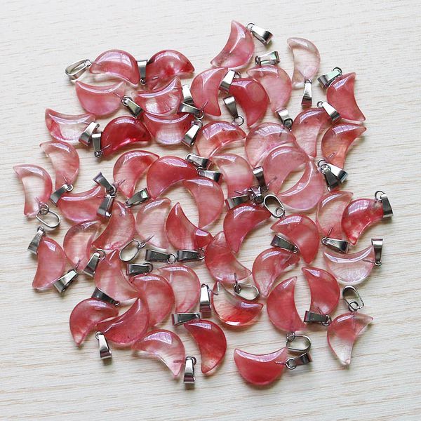 En gros 50 pcs/lot pendentifs mode naturel pastèque rouge lune forme breloques perle bijoux à bricoler soi-même faisant pour les femmes