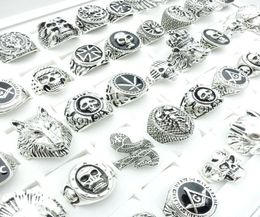 Groothandel 50 stks/partij Vintage Punk Ringen voor Mannen Vrouwen Mode-sieraden Vinger Accessoires Zilver Kleur Schedel Dieren6227682