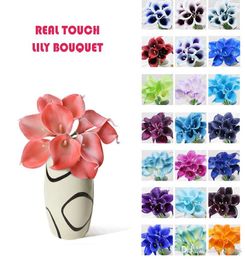 Vente en gros 50pcs MOQ Real Touch Lily Simulation Bouquets De Fleurs De Mariage Artificielle Calla Lily pour La Décoration De Mariée Et De La Maison (pas de vase)