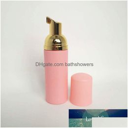 Groothandel 50Ps 60 ml roze plastic schuimpomp hervulbare lege cosmetische fles wimpers reiniger zeepdispenser shampoo met gouden druppel D Dhp2Q