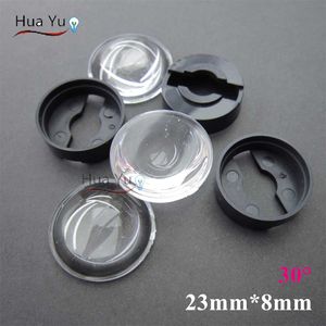 Groothandel-50set / partij LED Lens Semi-cirkel Plano-convexe LED-lenzen 23mm met beugel Houder Optic Lens Grade PMMA voor Len Reflector Freeship