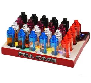 wholesale 51mm / 36mm Bouteille En Plastique Acrylique Snuff Snorter Distributeur Snorter Vial En Verre boîte à pilules avec cuillère plusieurs couleurs LL