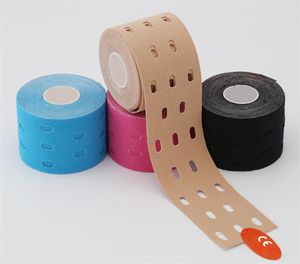 Venta al por mayor 5 cm * 5 m 4 colores Waterproo Transpirable Punch Kinesiology Tape Muscel Elástico Vendaje Curación Dolor Alivio del estrés Terapia atlética Almohadillas