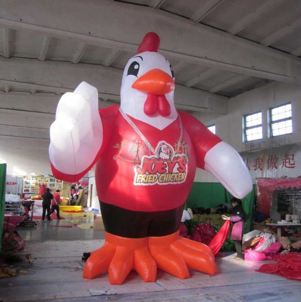 wholesale 5m / 16.4ftH con soplador Modelo de pollo inflable Gallo / gallo soplado por aire Animales explotados de dibujos animados para eventos al aire libre Decoraciones publicitarias