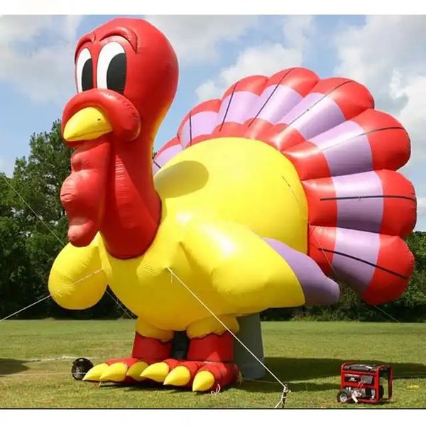 wholesale 5m 16ftH géant gonflable vif dinde gonflable modèle de mascotte d'autruche exploser ballon animal pour la décoration de Thanksgiving