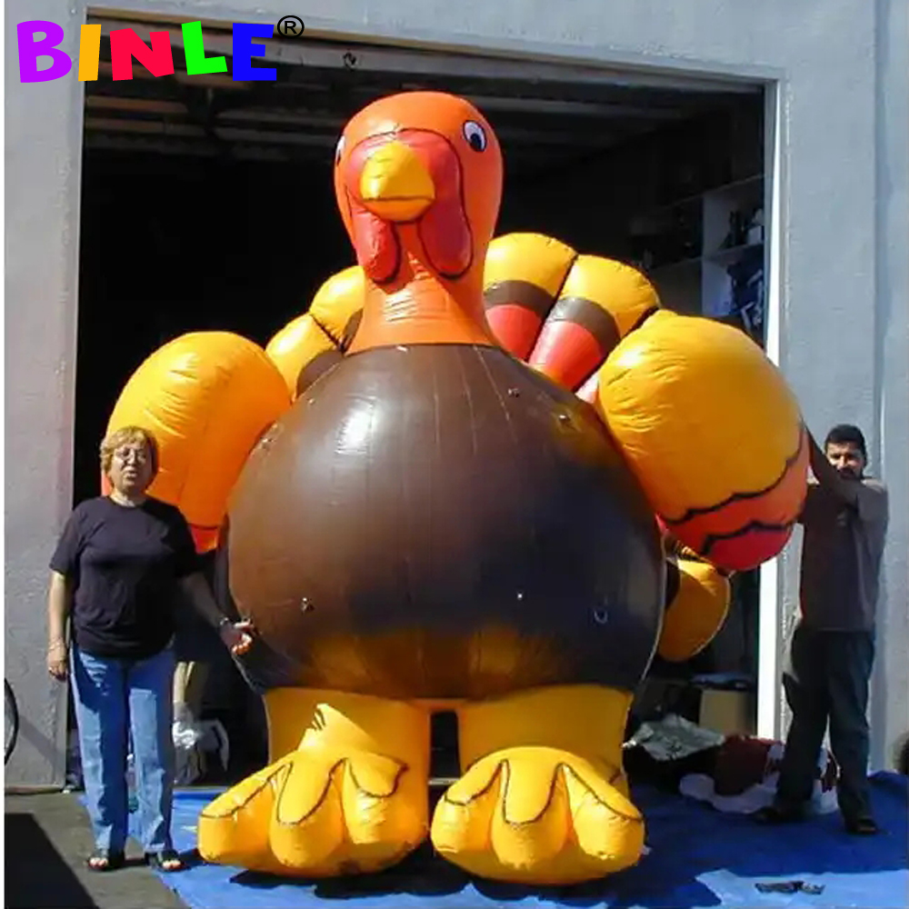 Groothandel 5m 16ftH Giant Levendige Opblaasbare Turkije Opblaasbare Struisvogel Mascotte Model Opblazen Dier Ballon Voor Thanksgiving Decoratie 001