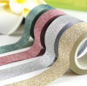 En gros 5M Glitter Washi Tape Papier Auto-Adhésif Bâton Sur Collant DIY Artisanat Décoratif