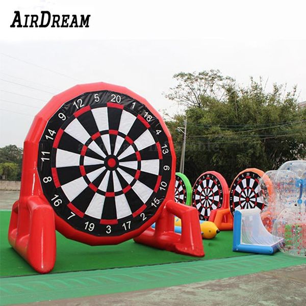 Al por mayor 5MH (16.5 pies) con 6 bolas Red Inflable Soccer Dart Toard Football Target para disparar equipos de juegos deportivos