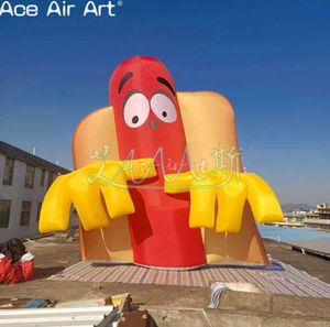 wholesale 5mH 16.5ftH avec ventilateur Un modèle de hot-dog gonflable pittoresque avec des doigts pour la décoration d'événements ou la publicité de restaurant