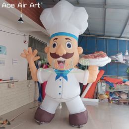 Généraire en gros de 5mh Géant Personnage du chef gonflable de la Cook Personnage avec pizza pour les promotions de restaurants Ouverture