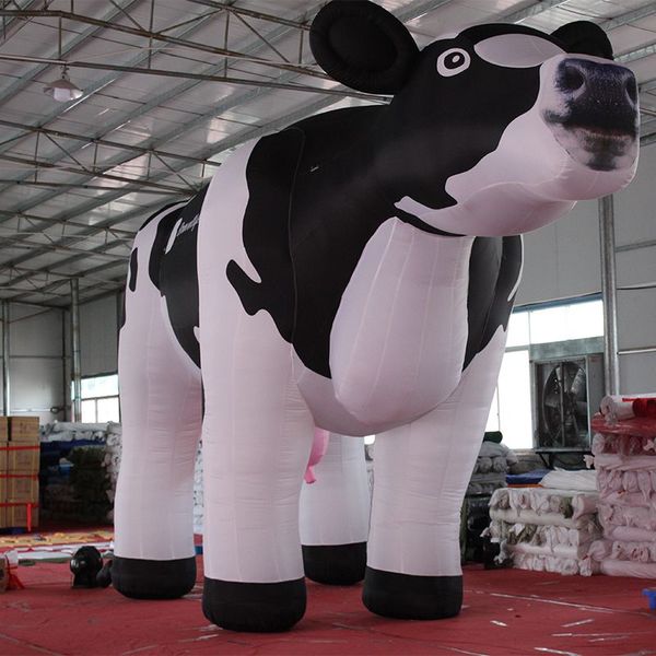 Al por mayor 5 ml (16.5 pies) con vacas lácteas holandesas inflables gigantes gigantes de ventilador.