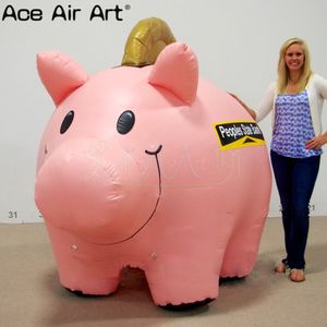 Tirelire gonflable de cochon de couleur gonflable avec ventilateur, 5 mL (16,5 pieds), personnalisée pour un événement ou une promotion, fabriquée en Chine